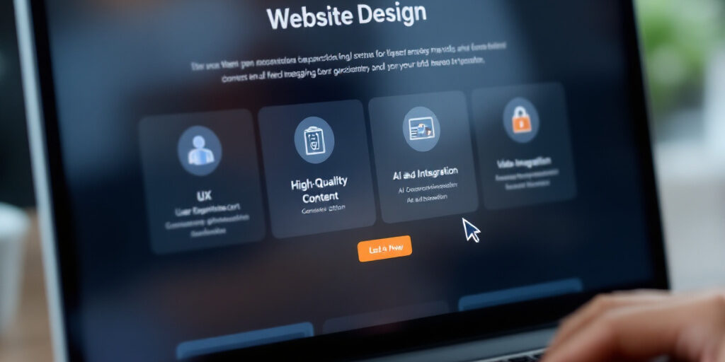 Laptop screen that talks about web design